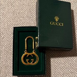 Gucci Vintage Authentic Gold Double G Key Fob with Box
